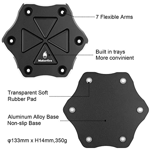 Flexible Helping Hands Soldering , Third Hand , Soldering Station Tool ( Non-slip Aluminum Base , Built in Trays , Heat Resistant covers , 360 Degree Swiveling Clips , Brushless DC Fan )