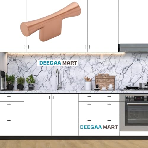 Image of Twin Hole Zinc Alloy Drawer Pulls, Rosegold Handles for Drawers, Cabinets, Wardrobes, and Kitchen Doors - Decorative Furniture Hardware (Qty :2, T Handle)