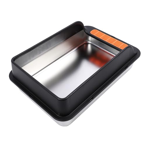 Arenero grande de acero inoxidable para gato con filtro y diseño superior miniatura 6