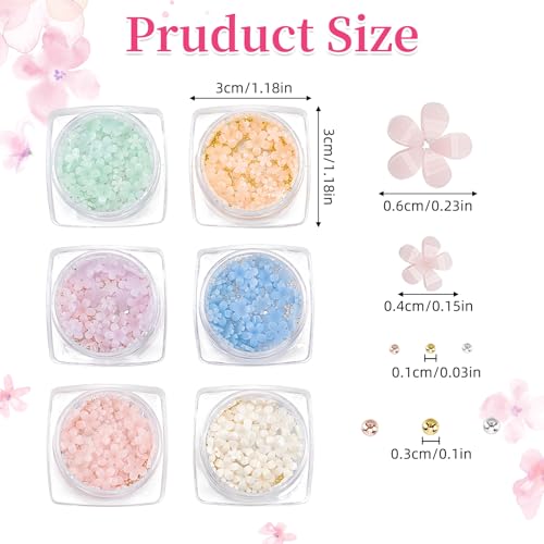 NICENEEDED 3D Colorful Flower Nail Charms, Acrylic Nail Charms with Golden Round Beads - Image 2