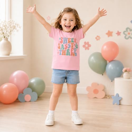 Image of Toddler Girls 3rd Birthday Shirts for Girls 3 Years Old Outfit for Party Tshirt