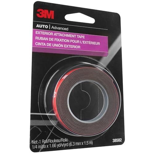Image of 3M Auto Exterior Attachment Tape, 1 /4 in x 5 ft, Heavy Duty Double-Sided Automotive Tape for Car Trim, Moldings, Emblems, and Badges (Pack of 24, 38582)