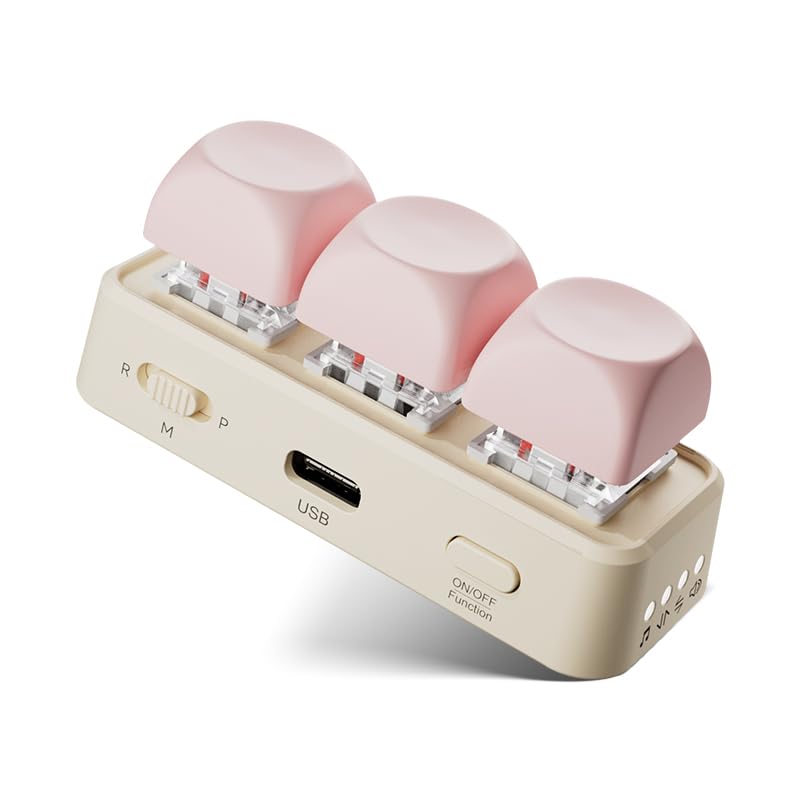 Page Turner Fits for ALL Smartphones | ALL Tablets | ALL Laptops Android & Kobo E-Readers | (Not fit Kindle) Mini Remote Control with DIY Switch RGB Backlight Built-in Rechargeable Battery (Pink)