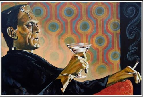 Melancholy Monster by Mike Bell Frankenstein MCM Home Bar Art Print for Framing