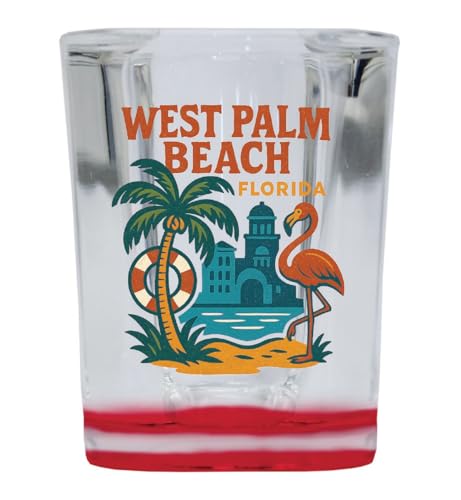 Vaso de shot cuadrado con base roja 2 oz