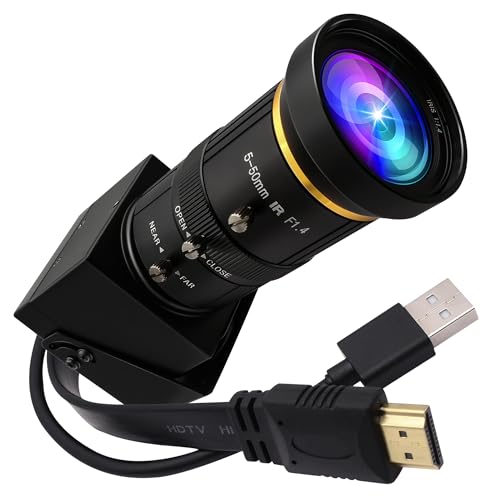 ELP Câmera HDMI USB 4K com zoom manual, câmera teleobjetiva de saída dupla para projetor de TV de co