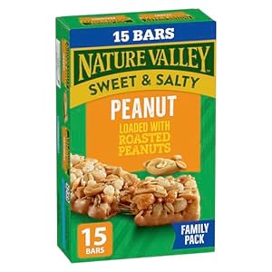 NATURE VALLEY – FAMILY PACK SIZE – Peanut Chewy Nut Granola Bars, Pack of 15 Bars, Made with Whole Grains, No Artificial Colours, No Artificial Flavours, Loaded with Roasted Peanut, 525 Grams Package