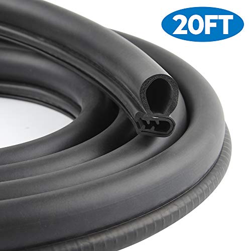CloudBuyer Car Door Seal Strip with Top Bulb, PVC Plastic Trim with EPDM Rubber Seal, Easy to Install for Cars, Boats, RVs, Trucks, and Home Applications(20Ft)