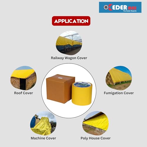 Image of Tarpaulin Repair Tape 5m 100% Waterproof, UV-Resistant & Heavy Duty Duct Tape Weatherproof Bond for Tarpaulins, Tents, HDPE, and More Multipurpose Use 9.5cm x 5m Roll per Pack (Yellow)