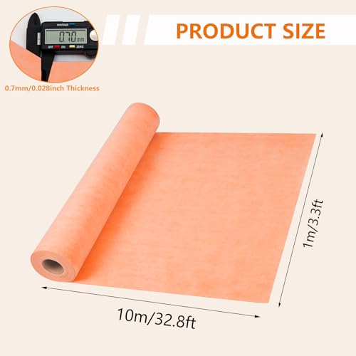 108 SQ FT Waterproofing Membrane for Bathroom Shower, 27.6mil, 3' 3" x 32.8FT Tile Flooring Underlayment Roll Under Ceramics, Natural Stone Tiles and LVT for Shower Wall, Bathroom Floors - Image 6