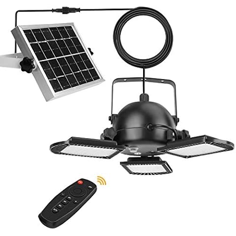 hixyer Solar Pendant Lights Outdoor Indoor, Solar Powered Shed Light Upgrade Day Working Lighting 3 Leaf Solar Security Lamp with Remote Control for Home Garage Garden Gazebo Barn Tent Cover