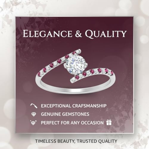 Image of Choose Your Gemstone Bypass Modern Round Diamond CZ Ring 925 Sterling Silver Round Shape Side Stone Engagement Rings Lightweight Office Wear Everyday Gift Jewelry US Size 4 to 12