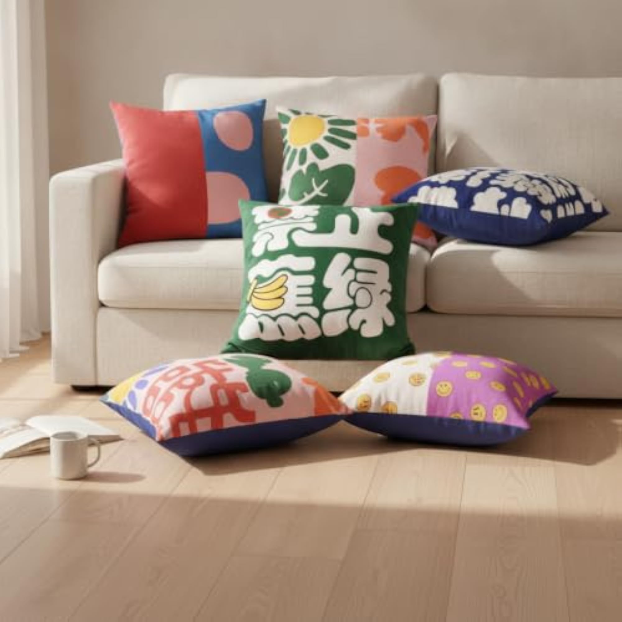 Double-Sided Decorative Throw Pillow Cover, Fun Text Design