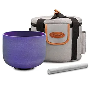 Purple B Note Quartz Crystal Singing Bowl Crown Chakra 8 Inch with Carrying Case and Sing Bowl Suede Striker O-Ring For Promotes Peace Chakra Healing and Mindfulness