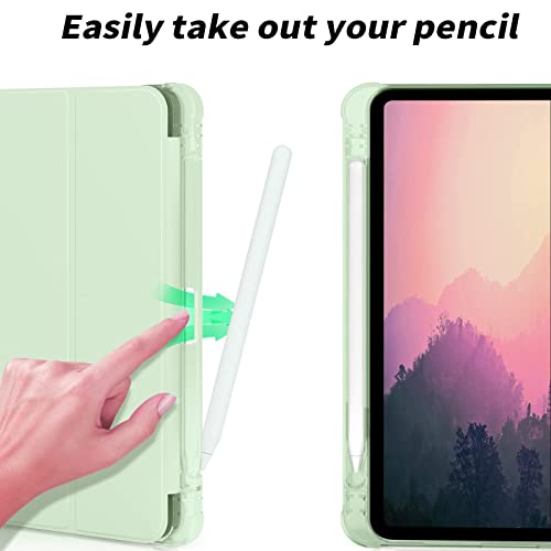 Visaccy iPad Pro 11 Inch Case 2022/2021 / 2020/2018 (4th / 3rd / 2nd / 1st Gen) with Pencil Holder Auto Sleep/Wake Semi-Transparent Soft TPU Matcha - Image 4