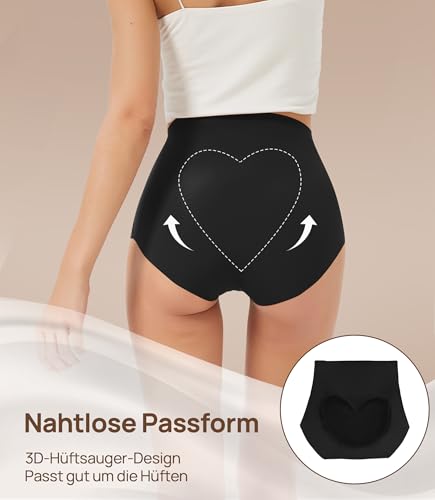 Image of Seamless Underwear for Women - High Waisted No Show Panties, 3D Wrap Hip Full Coverage Stretch Briefs 6 Pack