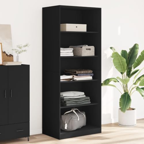 Genérico Armario de Madera de ingeniería Negro 80x50x200 cm,Mobiliario,Armarios y Almacenamiento,Armarios roperos,3307721