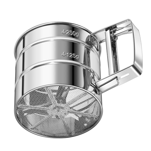 image for Zuvxrel Upgraded 3-Cup Flour Sifter for Baking, 3-in-1 One-Hand Press 