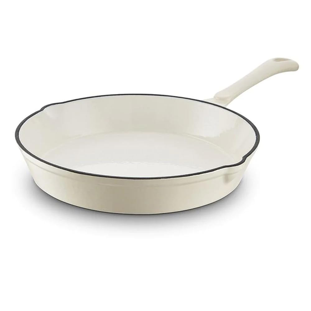 Barbary & Oak Camembert Cream Bo800255crm Cast Iron Round Fry Pan With Durable Enamel Interior, 26Cm,