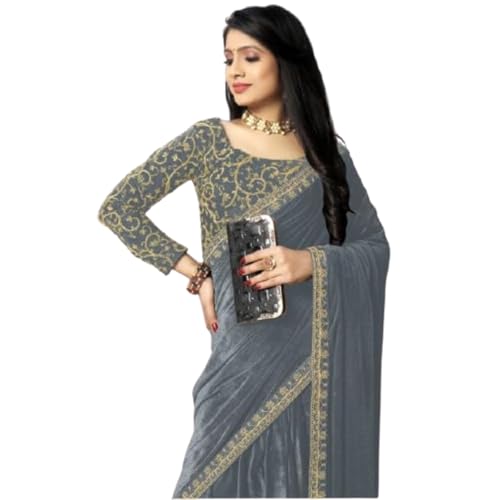 Dream Crushers Women's Heavy Velvet Embroidered Saree | Tradition...
