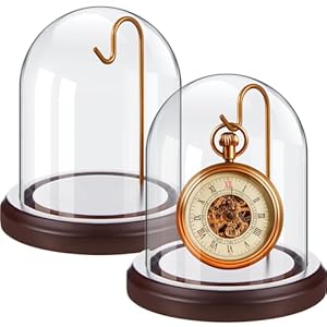 Beeveer GRE-402 Taschenuhr-Glaskuppel mit Sockel 2er-Set