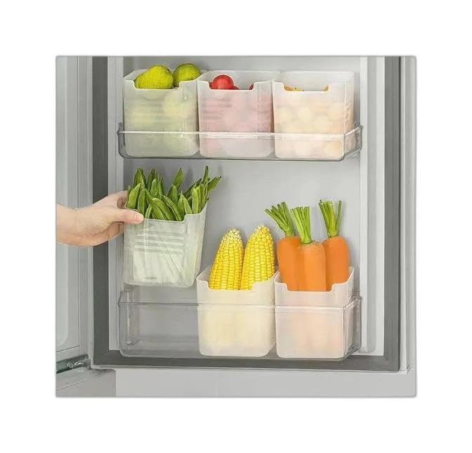6 Pcs Food Storage Container With Removable Drain Plate And Lid Fridge Storage Box Stackable Plastic Freezer Storage Containers To Keep Fresh For|design - 2450 for home and kitchen-picture-11