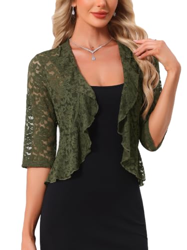 Image of Allegra K Lace Shrug for Women Bolero Cardigan Half Sleeve Cover Up Top