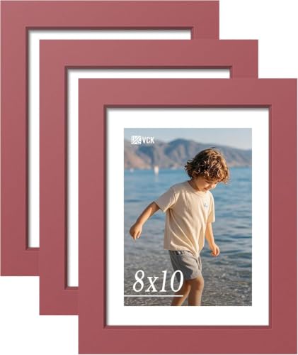 Image of VCK 8x10 Picture Frames 3 Pack, Red Wood Photo Frame, Wall Display