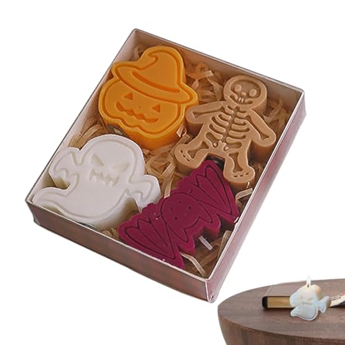 Velas perfumadas de Halloween,Velas con forma de Halloween | Velas perfumadas de larga duración de 4 piezas Velas novedad,Juego de velas perfumadas reconfortantes para Halloween Navidad Año Nuevo