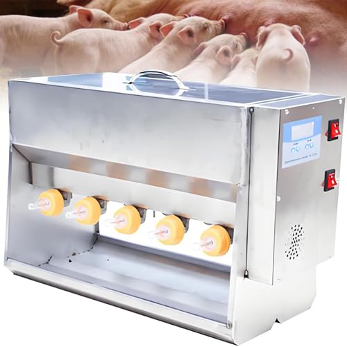PixCy Comedero Automático para Lechones, Estación de Alimentación Acero Inoxidable 10/14 Tetinas, Capacidad 15L/20L con Sonido y Calor Constante, para Granjas Crianza Eficiente 15L