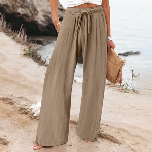 Wide Leg Pants Women Drawstring High Waisted Palazzo Pants Plus Size Casual Flowy Fashion Lounge Pant with Pockets2