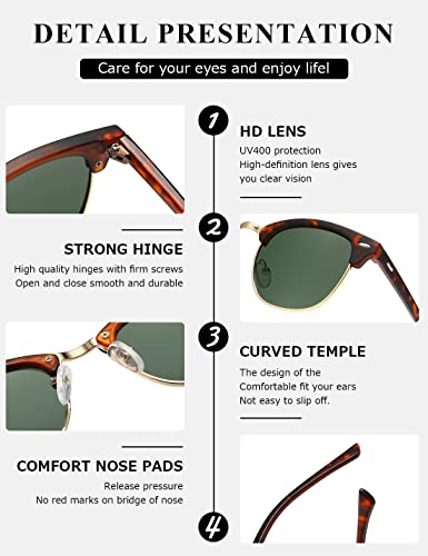 Image of AEVOGUE Semi Rimless Polarized Sunglasses for Women Men, AE0369 2 Pack | Retro, UV Protection, Driving Travel Outdoor, Lightweight Frame, Value Set