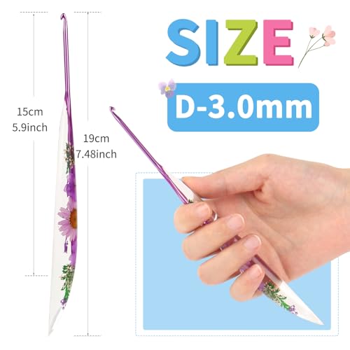 Image of Coopay Crochet Hooks, 3mm Ergonomic Crochet Hook with Floral Resin Grips, Stylish and Unique, Ideal for Crocheting Blankets, Dolls, Shawls, Hats, Scarves (D-3.0mm)