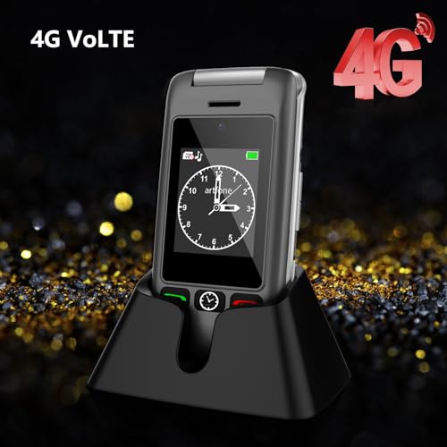 artfone G6 4G Unlocked Basic Mobile Phone for Seniors丨Flip Phone丨SIM Free Big Button Senior Mobile Phone丨Dual Display丨 SOS Button丨Speed Dial丨USB-C丨Charging Dock丨FM Radio丨Torch丨1300mAh Battery - Grey - Image 3