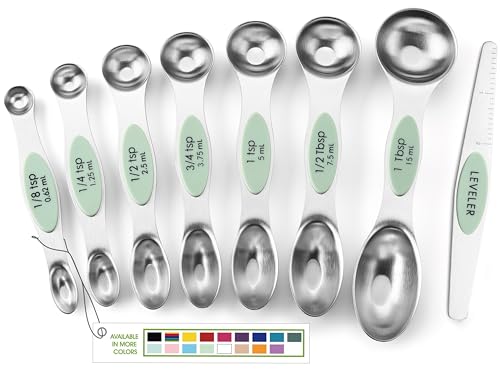 Image of Spring Chef Stainless Steel Magnetic Measuring Spoons Set of 8, Pistachio