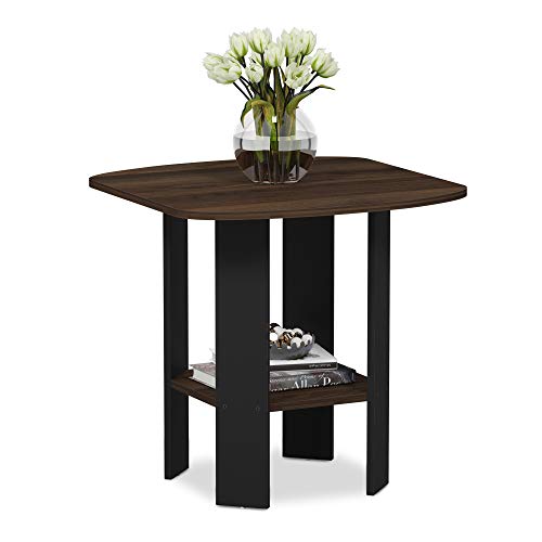 Image of FURINNO Simple Design 2-Pack End Side Table, Columbia Walnut /Black