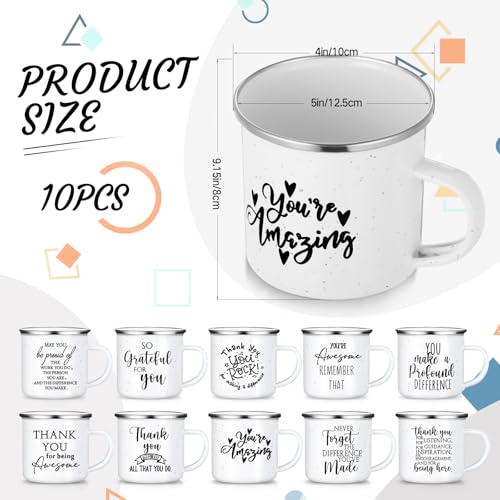 Set de 10 tazas esmaltadas blancas de 12 oz miniatura 2