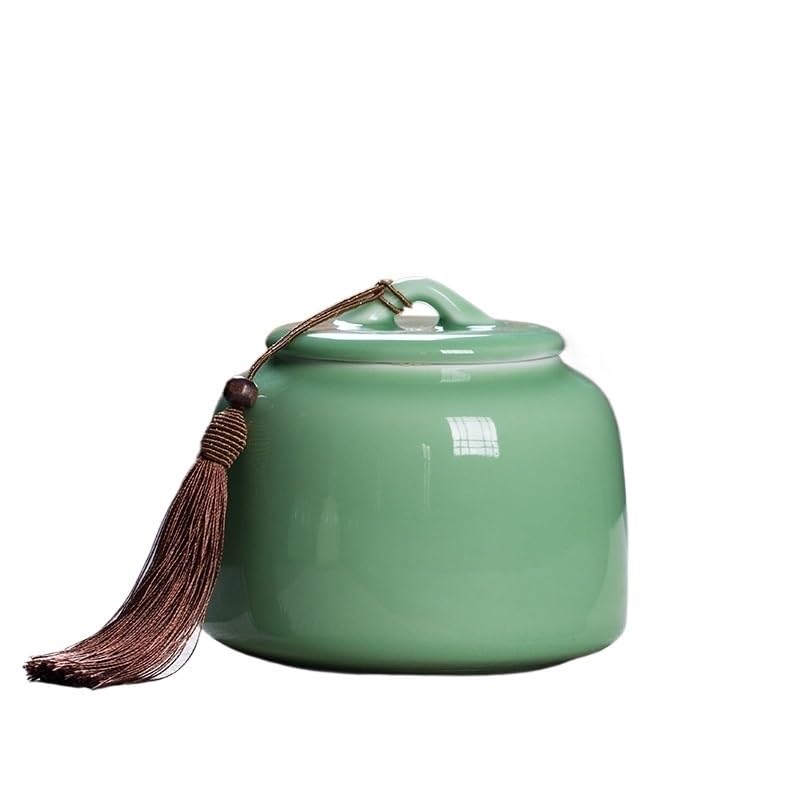 Boîte à thé en céramique verte avec couvercle hermétique pour café