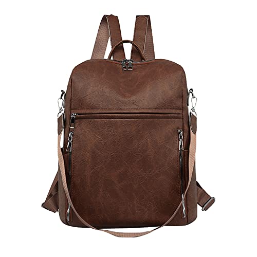 Mochila de ocio para mujer, de viaje, de poliuretano, antidesgaste, gran capacidad, informal, para exteriores, mochila con ruedas y espalda superior para hombre (café, talla única)