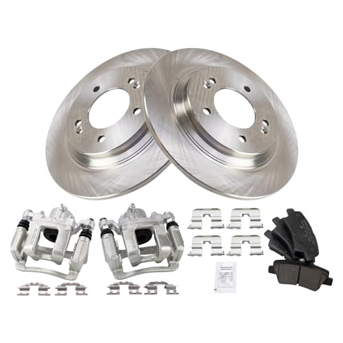 Image of TRQ Rear Brake Pad and Rotor Set Ceramic Rotors Calipers
