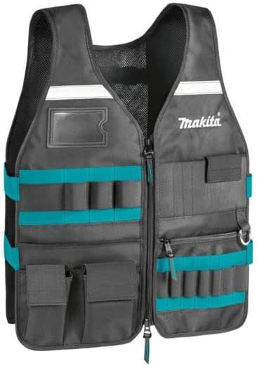 Miniatura 6 de Makita P-72089 Chaleco de Trabajador Nueva Versión E-05636 Chaleco de Herramientas para Carpinteros  Tamaño Universal, Negro Verde