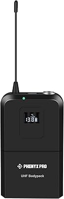Phenyx Pro Wireless Bodypack Transmitter, UHF Bodypack Microphone for PTU-71/PTU-7000/PTU-6000, with Selectable Frequencies, Mute Function (PWB-7)