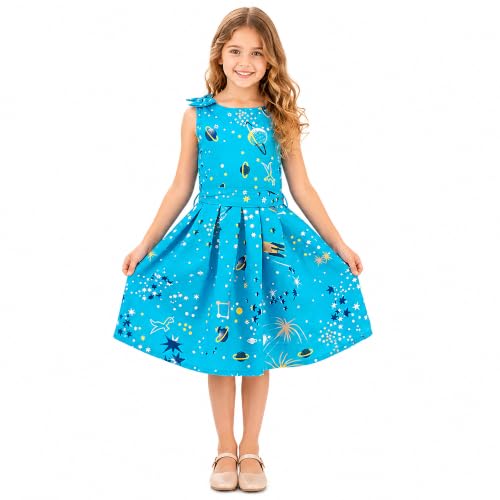 Image of Miss Lavish London Kid Dress for Girls, Shoulder Bow Printed Party Dress, Summer Dress for Girls, Kids Printed Dress for Birthday, Vacation, Wedding & Festival Girls Dresses