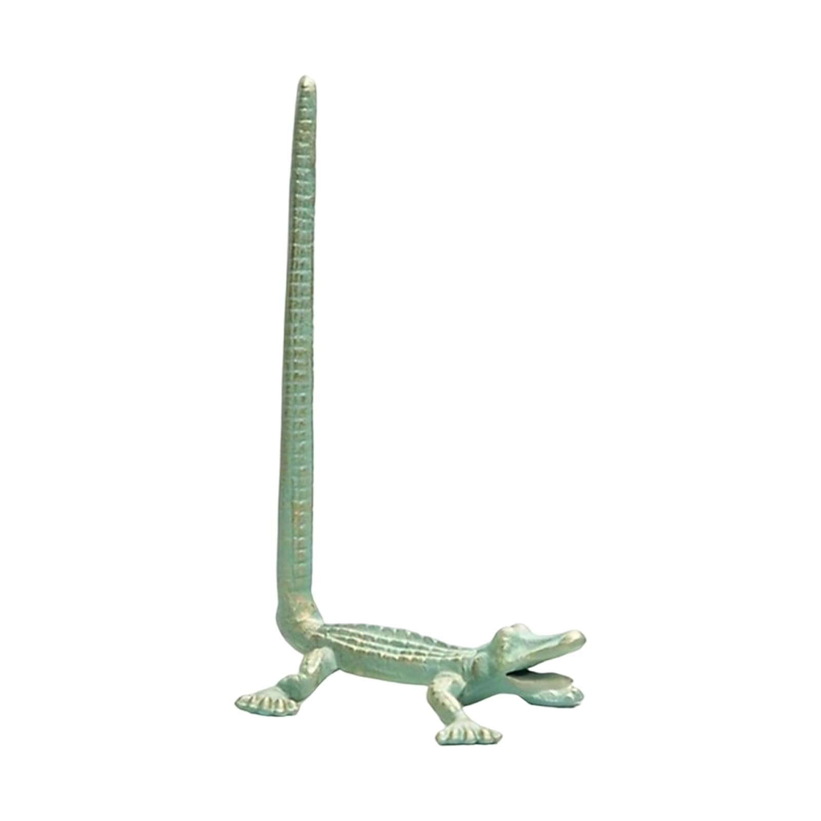 Wrought Iron Friendly Varnished Tissue Holder Gharial Sculpture Smooth Border Denial Building Required Sustainable Gifts Wrought Iron Gharial Molded Tissue Holder