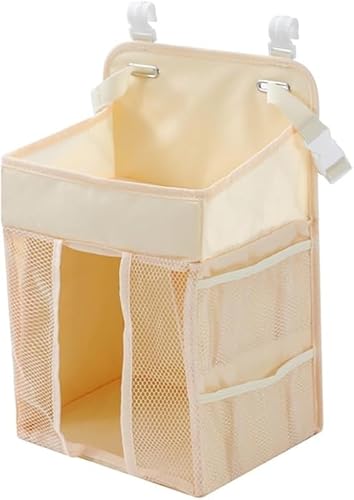 GEBYUIベビーおむつ収納バッグ 大容量 ベッドサイド吊り下げバッグ ベビーベッド ベビーカー収納 母子収納 ウォールバッグ ベビーカーバッグ 折りたたみ式 吊り下げ式 フック付き 多機能 小型おもちゃ収納