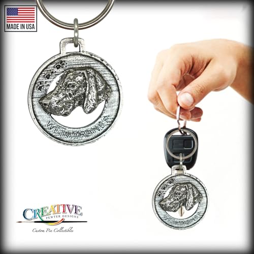 Weimaraner Keychain, Dog, Pewter, D176KC, 1 1/2", 100% Handmade in The USA, Pet, Tag, Metal, Keychain, Key Chain, Key Ring, Key Fob, Gift, Over 90 Dog Keychains3