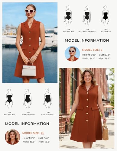 Image of GRACE KARIN Work Dresses for Women 2026 Sleeveless Button Business Midi Dress Notch Lapel V Neck Formal Office A Line Dresses