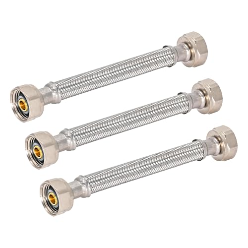 Image of Eastman 6 inch Steel-Flex Faucet Connector, 1 /2 Inch FIP x 1 /2 Inch FIP, Braided Stainless Steel Faucet Supply Line, 48013 (Pack of 3)