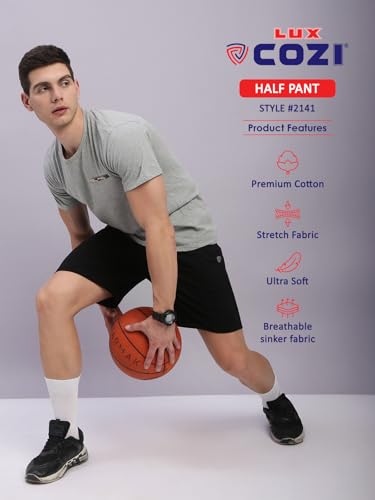 Image of Lux Cozi Men's Cotton Regular Fit Solid Shorts with Side Pockets | Shorts for Men | Pack of 1