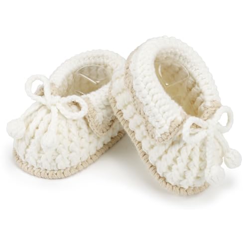 Baby Booties Newborn Hand Crochet Knit Cotton Bootie Soft Cozy Warm Socks Shoes for Infant Boys Girls